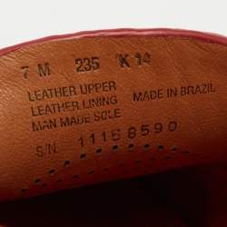 Tory Burch Red Leather Perforated Logo Slip On Loafers Size 37