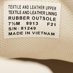 Pre Owned Tory Burch Beige Canvas and Leather T Monogram Lace Up Sneakers Size 38