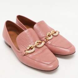 Tory Burch Pink Leather Jessa Loafers Size 38