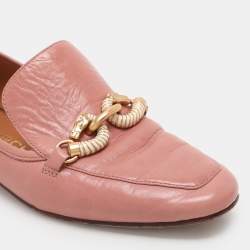 Tory Burch Pink Leather Jessa Loafers Size 38