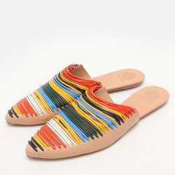 Tory Burch Multicolor Leather Rainbow Sienna Mules Size 38