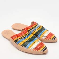 Tory Burch Multicolor Leather Rainbow Sienna Mules Size 38