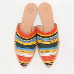 Tory Burch Multicolor Leather Rainbow Sienna Mules Size 38