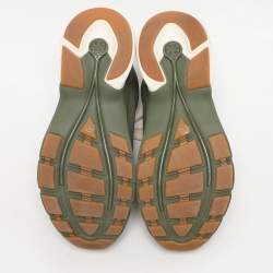 Pre Owned Tory Burch Green Suede and Fabric Good Luck Low Top Sneakers Size 40