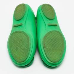 Tory Burch Green Leather Minnie Scrunch Ballet Flats Size 35.5