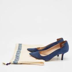 Tory Burch Blue Suede Elizabeth Pointed Toe Pumps Size 35.5