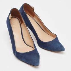 Tory Burch Blue Suede Elizabeth Pointed Toe Pumps Size 35.5