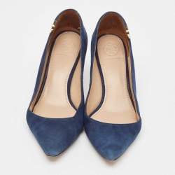 Tory Burch Blue Suede Elizabeth Pointed Toe Pumps Size 35.5