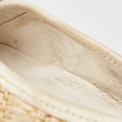 Tory Burch Beige/Cream Raffia and Leather Reva Ballet Flats Size 40.5