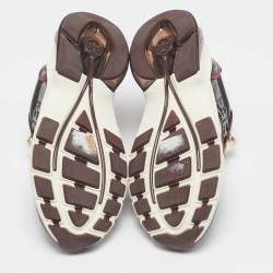 Pre Owned Tory Burch Burgundy Patent Leather Lace Up Sneakers Size 37.5