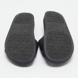 Tory Burch Black Leather Double T Flat Slides Size 39.5