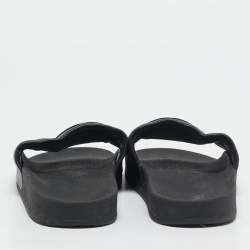 Tory Burch Black Leather Double T Flat Slides Size 39.5