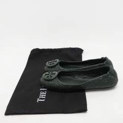 Tory Burch Green Leather Minnie Ballet Flats Size 38