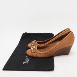 Tory Burch Tan Leather Wedge Pumps Size 38