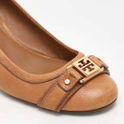 Tory Burch Tan Leather Wedge Pumps Size 38
