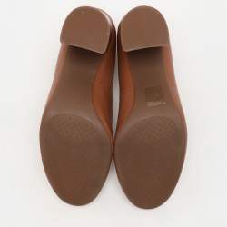 Tory Burch Brown Leather Block Heel Pumps Size 37