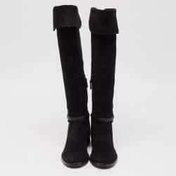 Tory Burch Black Suede Miller Over The Knee Boots Size 37.5