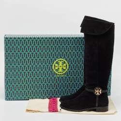 Tory Burch Black Suede Miller Over The Knee Boots Size 37.5