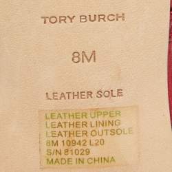 Pre Owned Tory Burch Red Intrecciato Leather Slingback Pumps Size 38.5