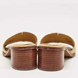 Pre Owned Tory Burch Yellow Croc Embossed Leather Ines Slide Sandals Size 39