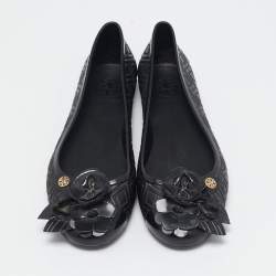 Tory Burch Black Jelly Blossom Ballet Flat Size 38.5