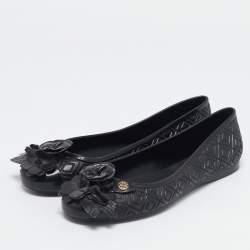 Tory Burch Black Jelly Blossom Ballet Flat Size 38.5