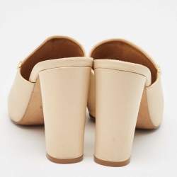 Pre Owned Tory Burch Beige Leather Penelope Mule Sandals Size 39