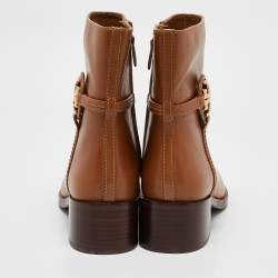 Tory Burch Brown Leather Ankle Length Boots Size 40