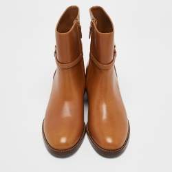 Tory Burch Brown Leather Ankle Length Boots Size 40