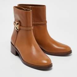 Tory Burch Brown Leather Ankle Length Boots Size 40