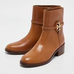 Tory Burch Brown Leather Ankle Length Boots Size 40