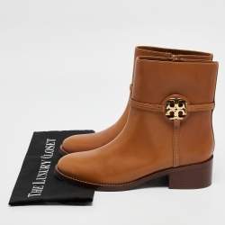 Tory Burch Brown Leather Ankle Length Boots Size 40