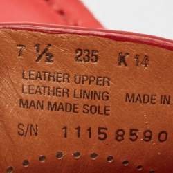 Pre Owned Tory Burch Red Leather Perforated Logo Slip On Loafers Size 38