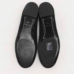 Tory Burch Black Satin Crystal Logo Embellished Ballet Flats Size 36.5