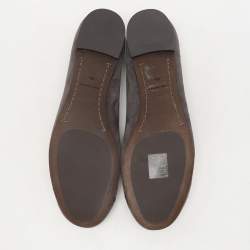 Tory Burch Dark Grey Patent Leather and Suede Reva Ballet Flats Size 36