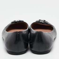 Pre Owned Tory Burch Black Leather Lowell Ballet Flats Size 37.5