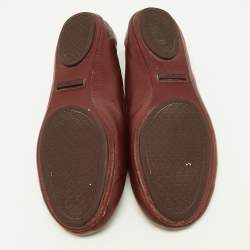 Tory Burch Burgundy Leather Minnie Travel Ballet Flats Size 40.5