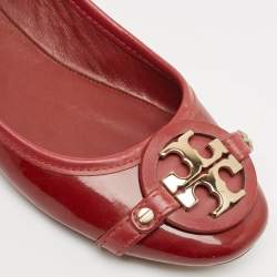 Tory Burch Red Patent Leather Aaden Ballet Flats Size 39