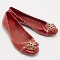 Tory Burch Red Patent Leather Aaden Ballet Flats Size 39