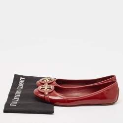 Tory Burch Red Patent Leather Aaden Ballet Flats Size 39
