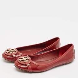Tory Burch Red Patent Leather Aaden Ballet Flats Size 39