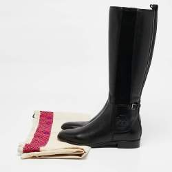 Tory Burch Black Leather Knee Length Boots Size 38.5