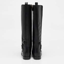 Tory Burch Black Leather Knee Length Boots Size 38.5