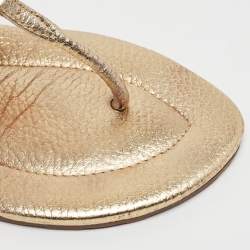 Tory Burch Gold Leather Emmy Thong Sandals Size 36.5