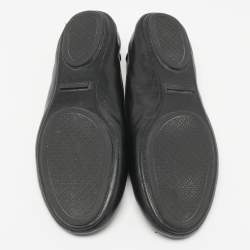 Pre Owned Tory Burch Black Leather Minnie Travel Ballet Flats Size 40.5