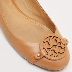 Tory Burch Brown Leather Reva Ballet Flats Size 39.5