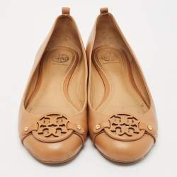 Tory Burch Brown Leather Reva Ballet Flats Size 39.5