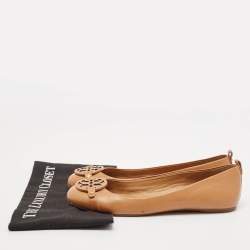 Tory Burch Brown Leather Reva Ballet Flats Size 39.5