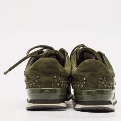 Tory Burch Green Suede Scarlett Crystal Embellished Sneakers Size 38.5