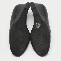 Pre Owned Tory Burch Black Leather Sally Wedge Pumps Size 39